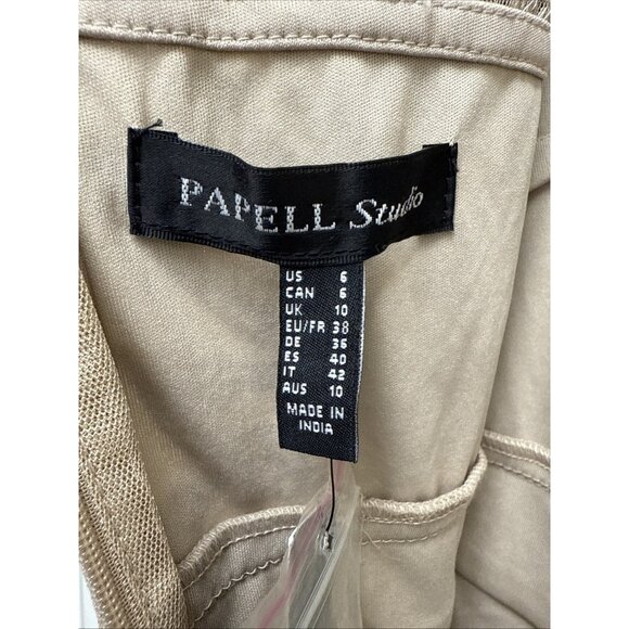 Papell Studio Size 6 Beige Formal Sequin Beaded Formal Dress Cocktail Gown NWT - Picture 13 of 16